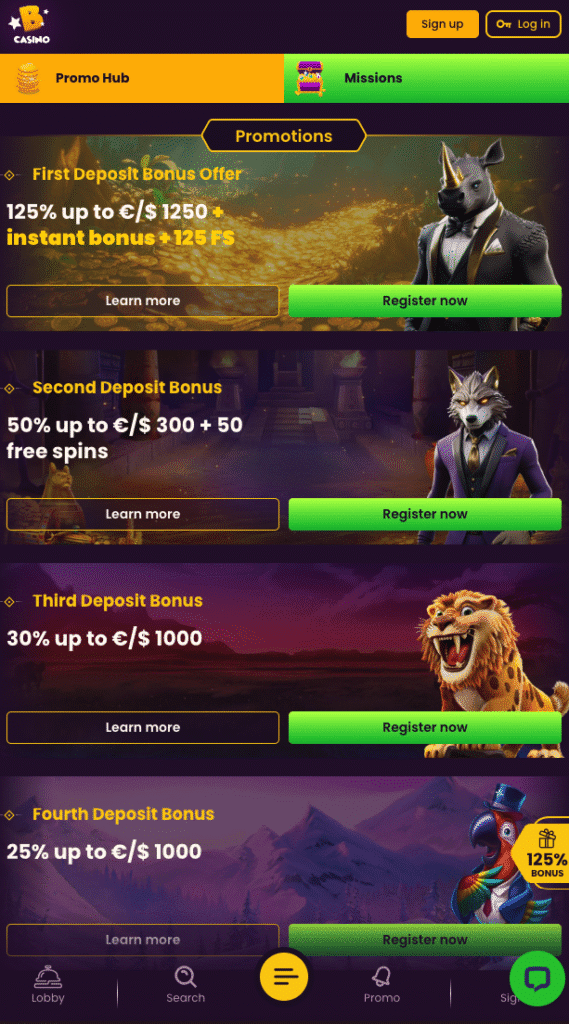 BizzoCasino mobile screenshot showcasing the bonuses. Image taken on an iPhone in October 2025.