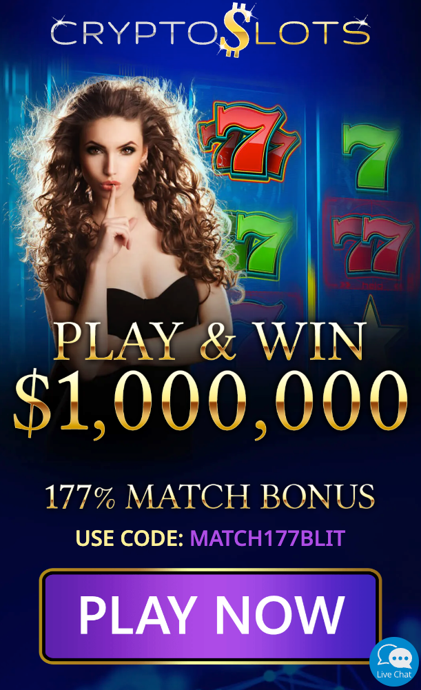 Mobile screenshot of CryptoSlots's exclusive bonus offer 177% MATCH BONUS. Image captured on an iPhone in October 2025.